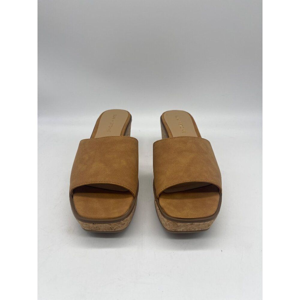 Sun + Stone Charlotte Women Tan Open-Toe Slip-On Wedge Shoe Size 8.5 - Picture 4 of 11